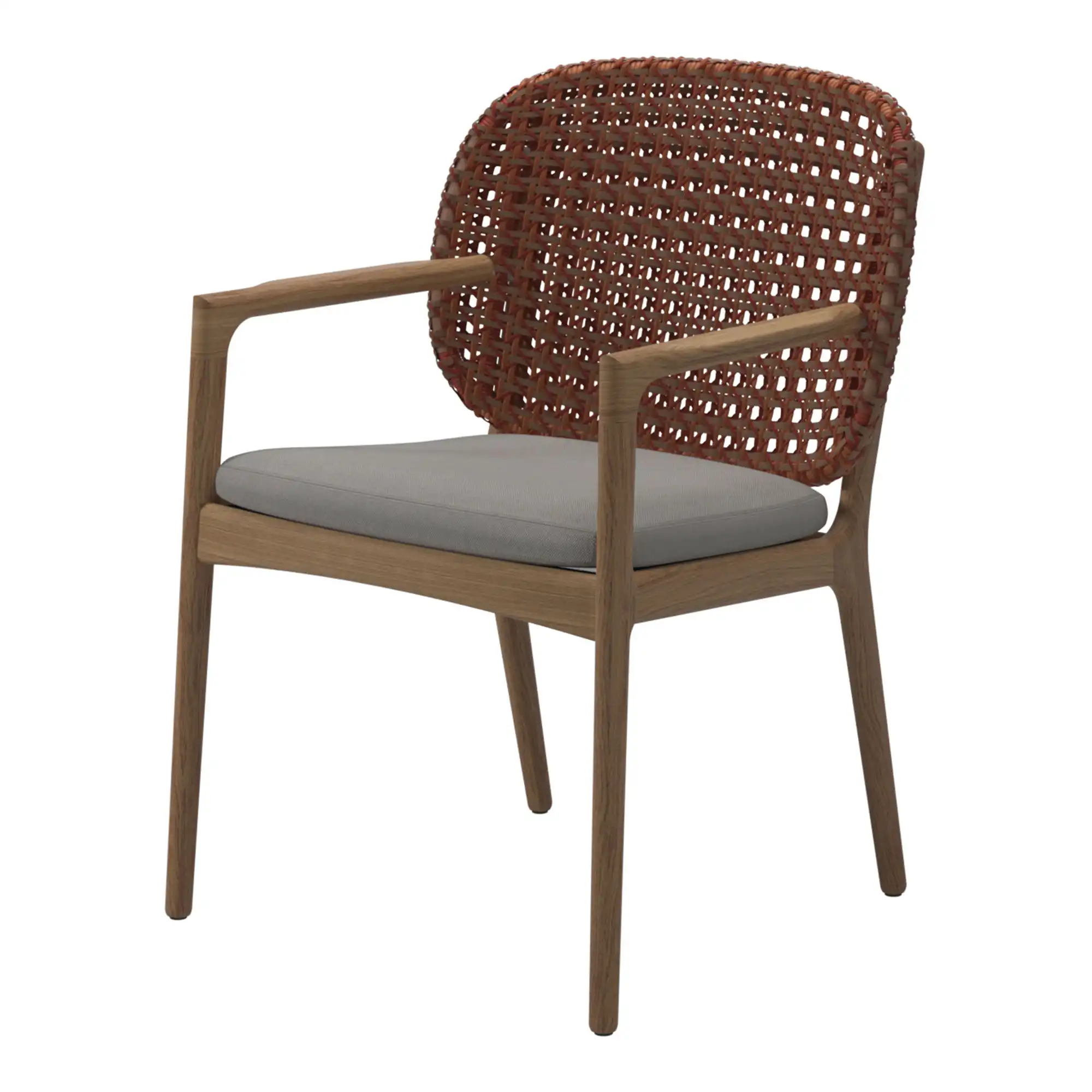 Kay Dining Chair with Arms Copper/ Canvas Grey