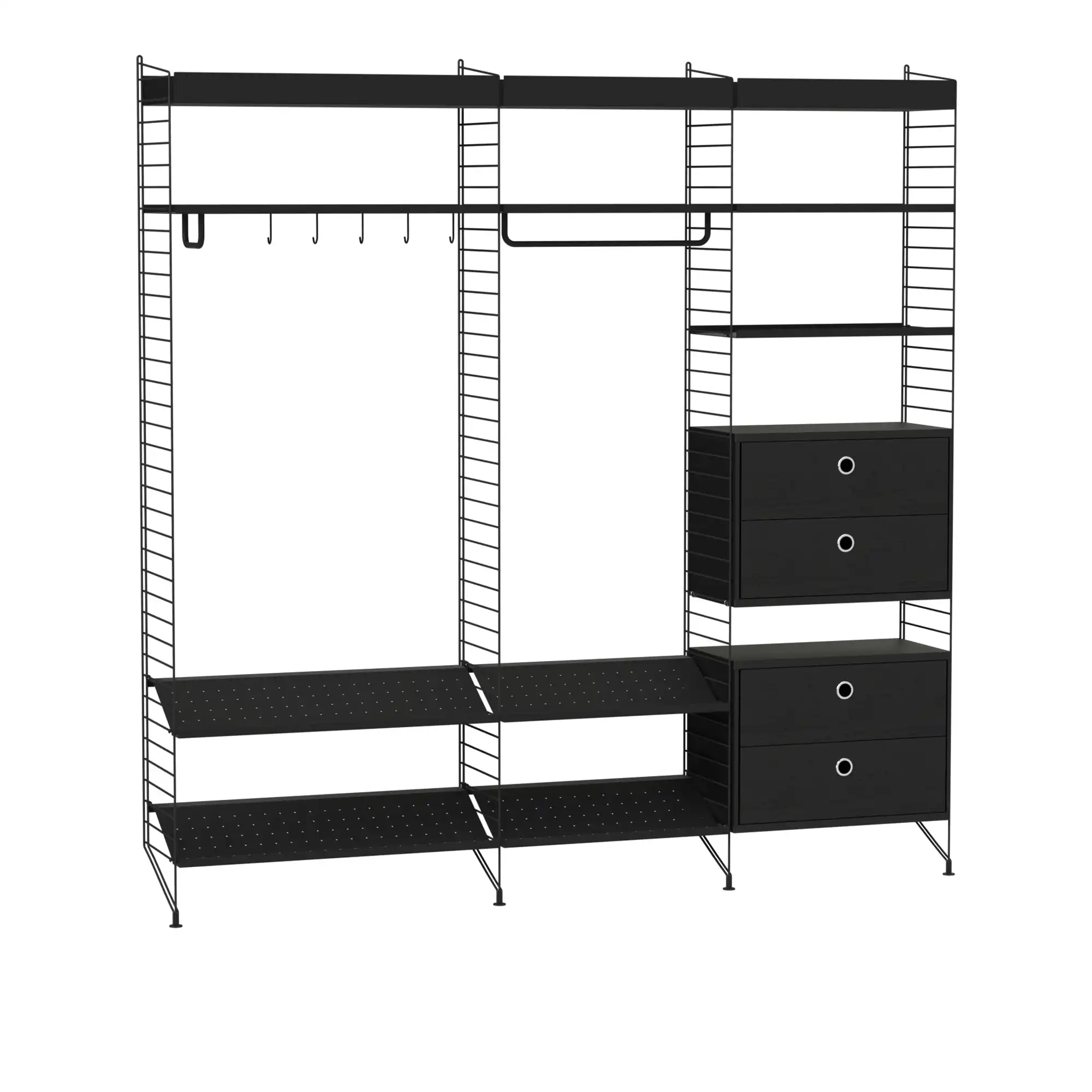 Hall hyllsystem P svart/svart