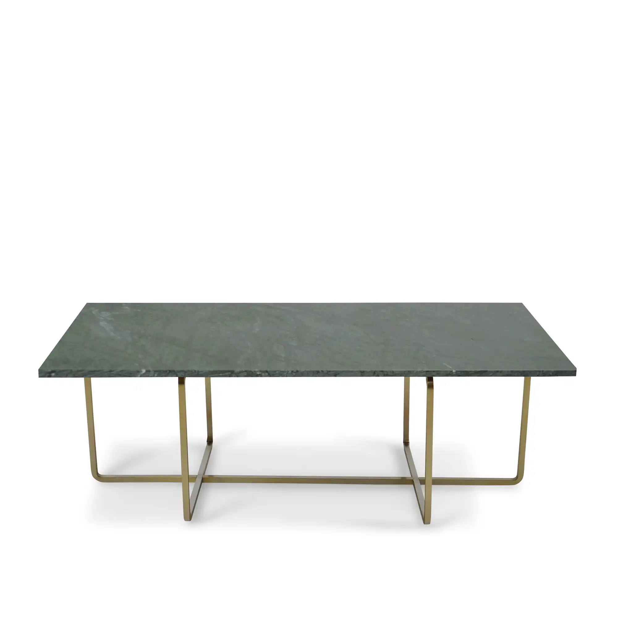 Ninety Table High, Brass Frame, Top: Green Marble