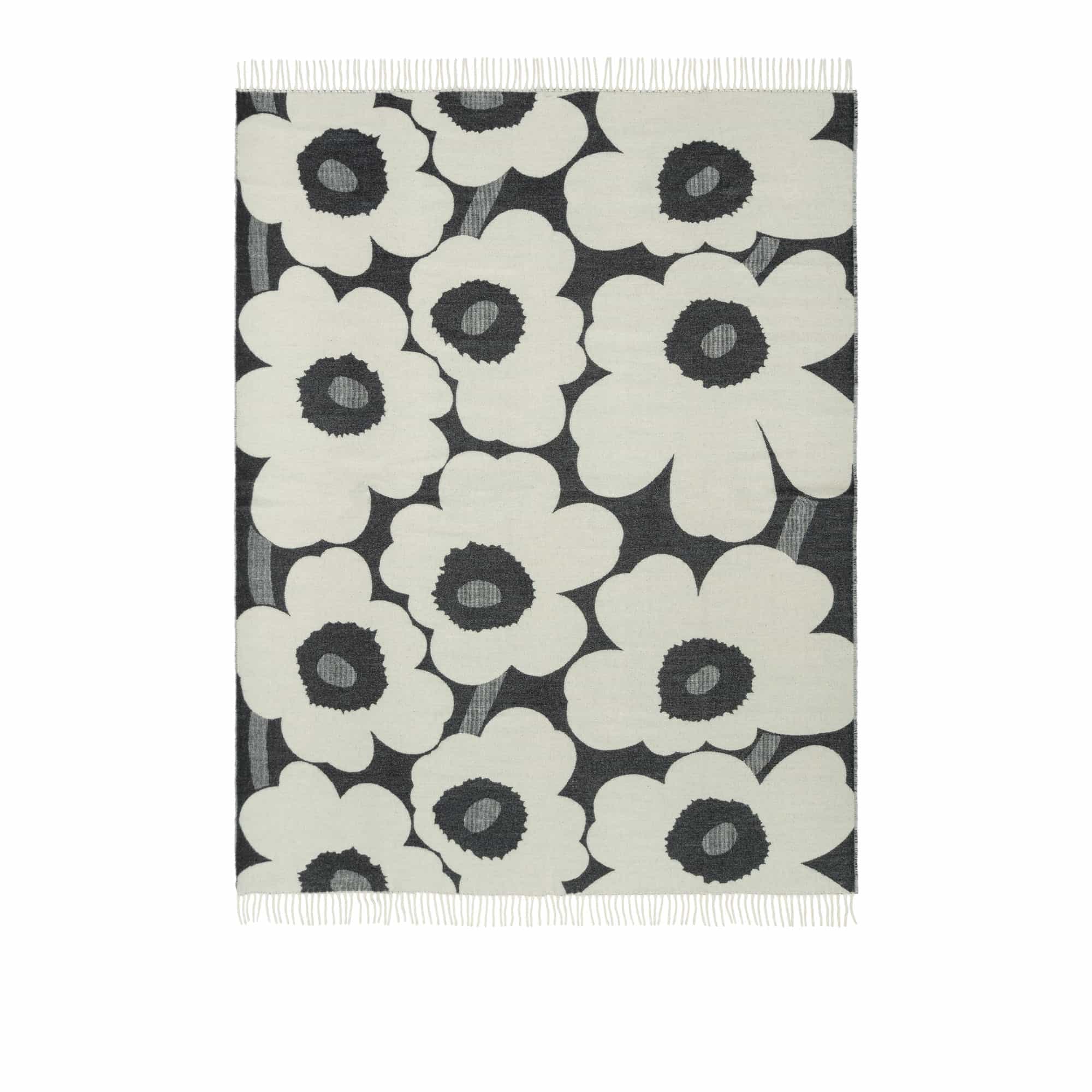 Unikko Blanket 130X180 cm White, Black