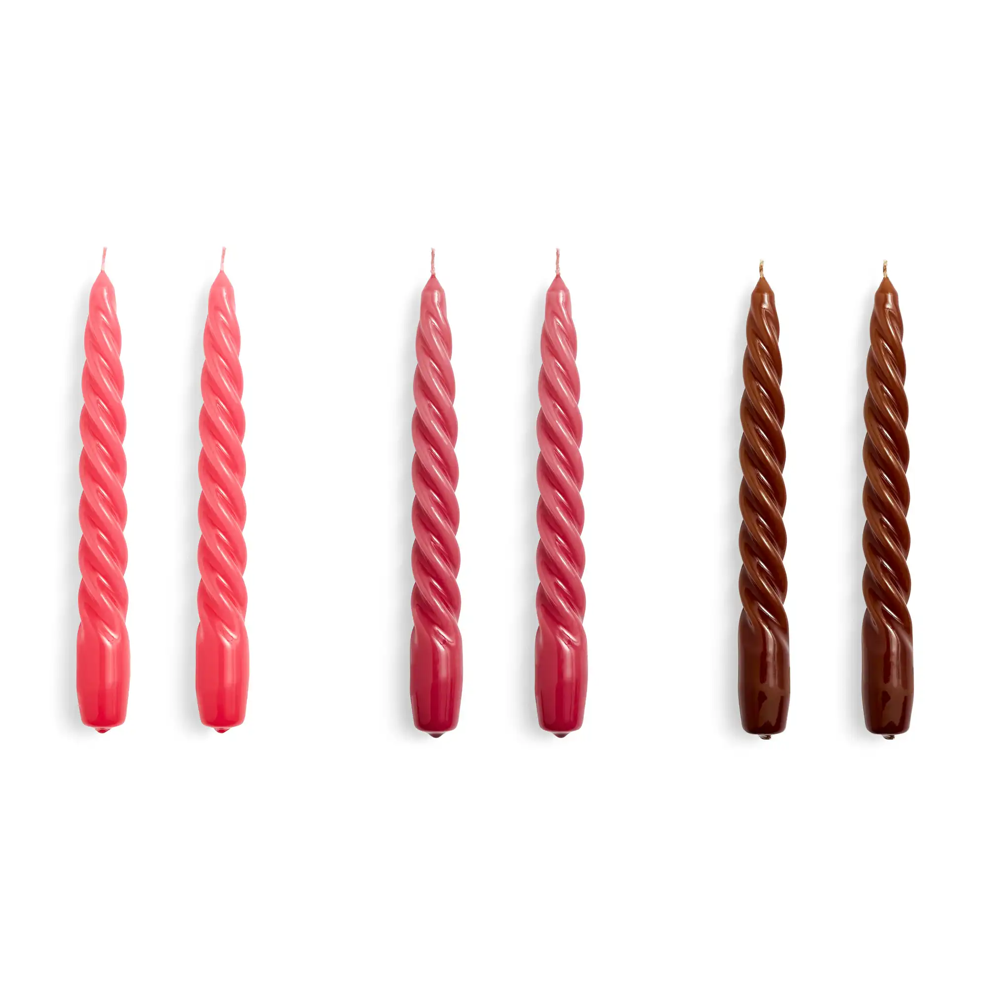 Candle Twist Set of 6 - Raspberry, dark punch and brown