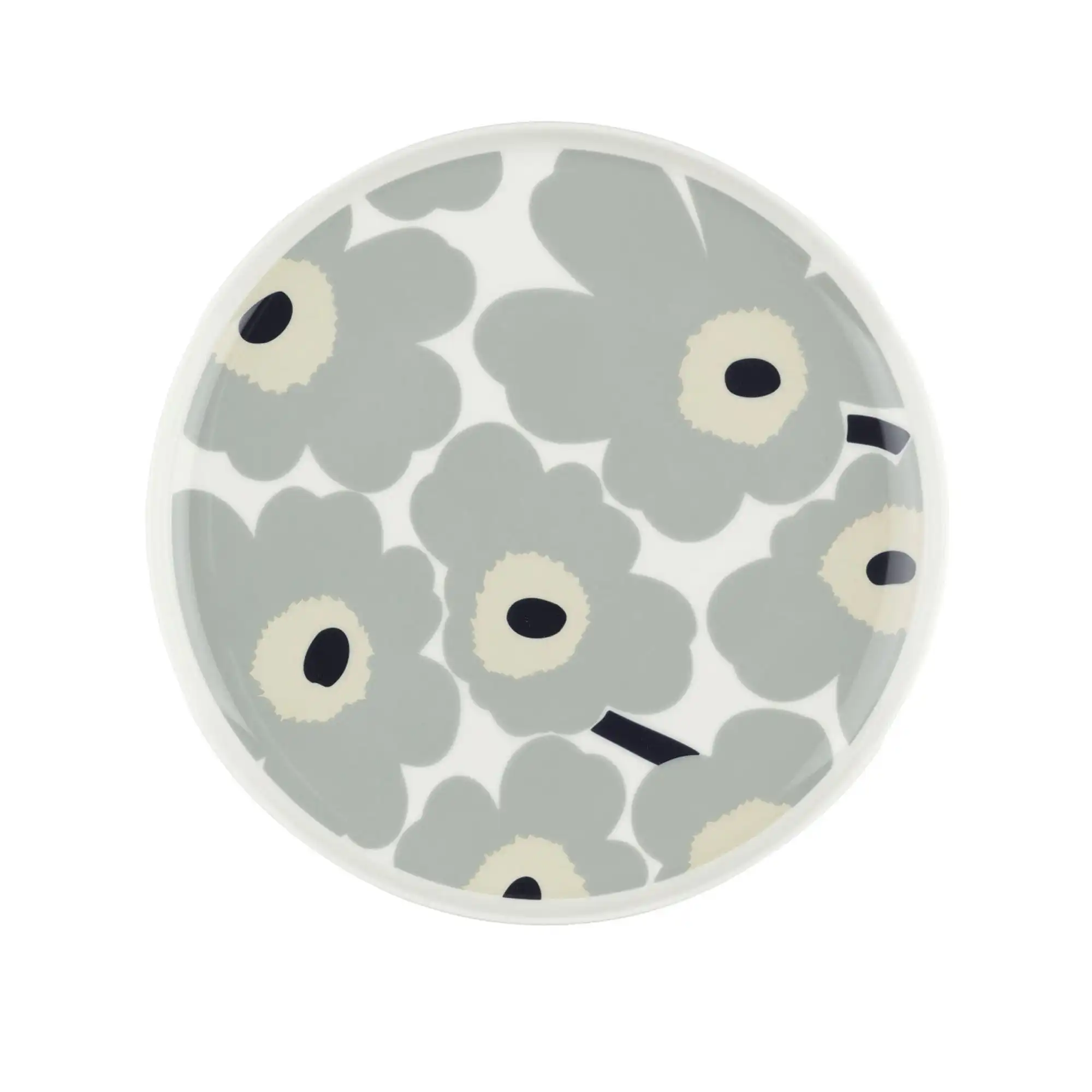 Unikko tallrik 25 cm white light gray sand dark blue