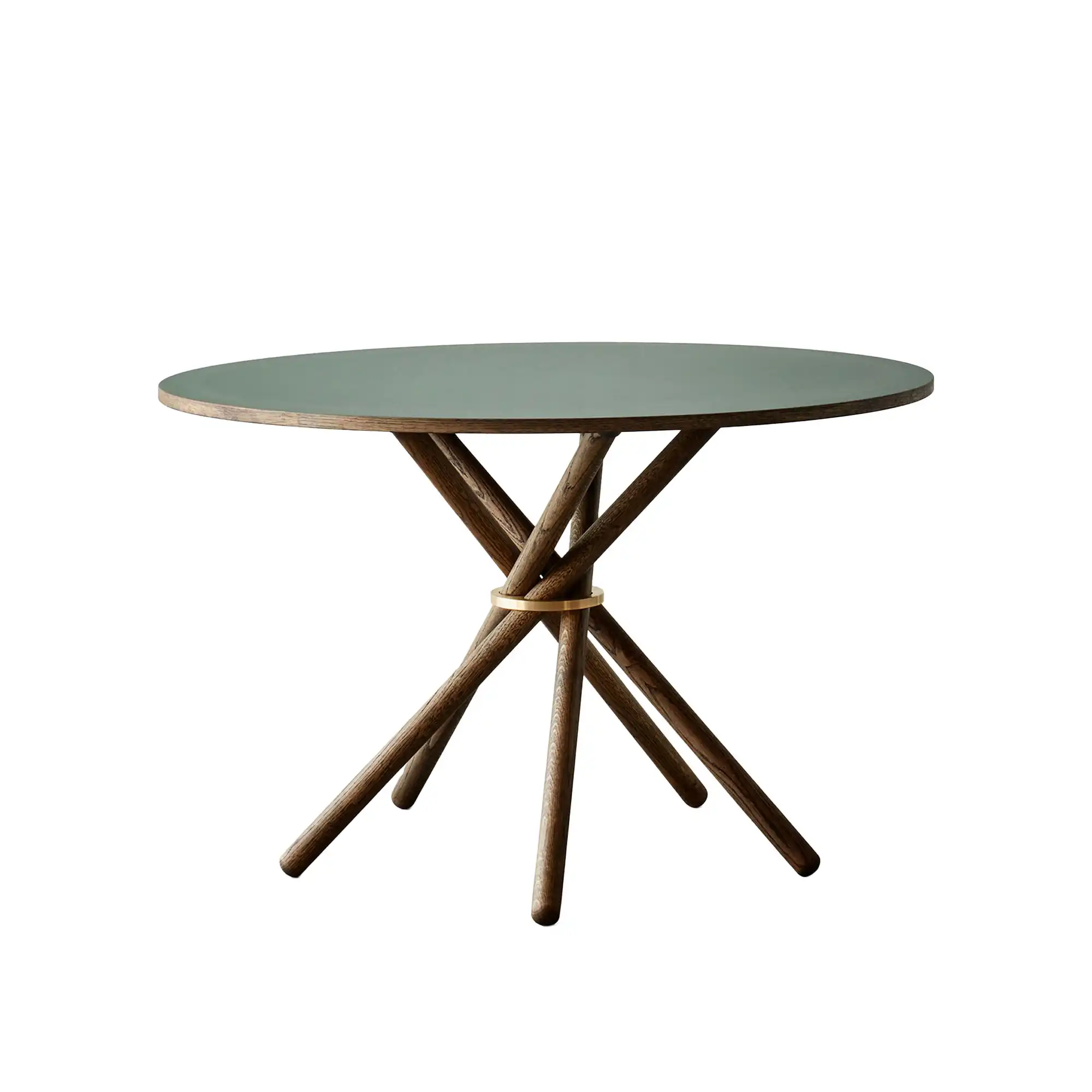 Hector 120 - Dining Table, Linoleum Burgundy / Dark Oak / Brass 