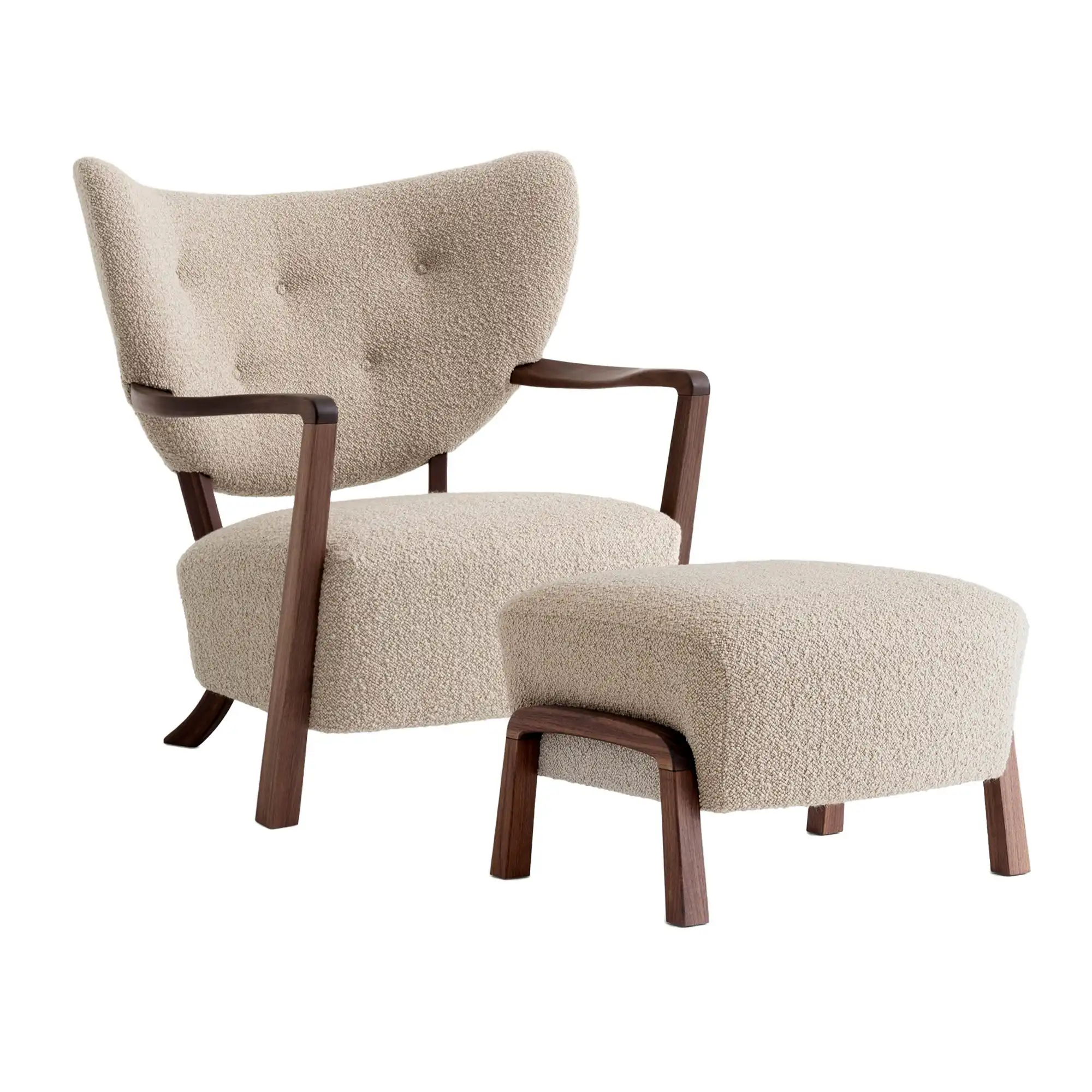 Wulff Lounge Chair ATD2 + Pouf ATD3 Walnut