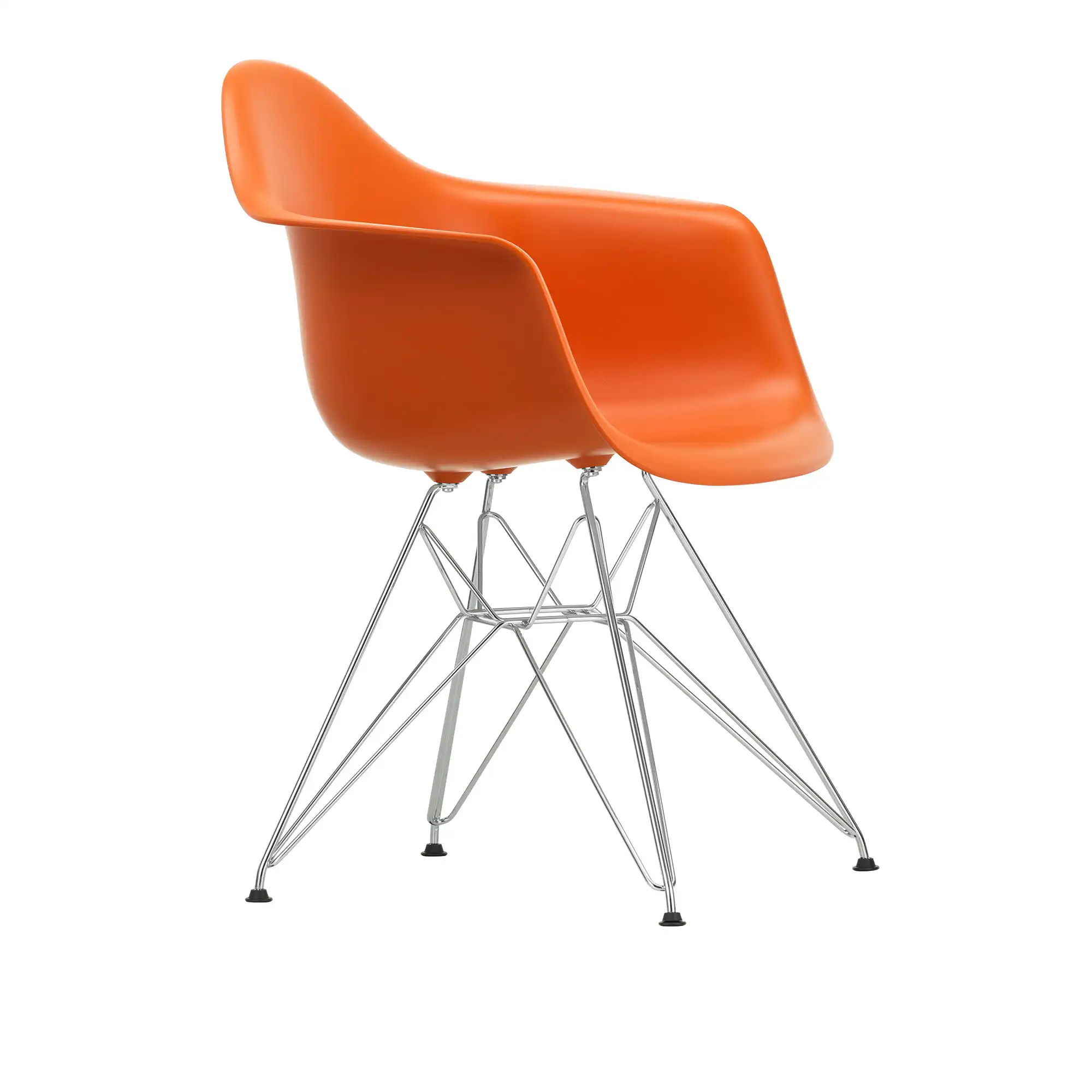 Eames Plastic Armchair DAR 43 Rusty Orange Chrome Base